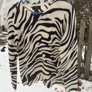 Charter Club Zebra Pattern Sweater in Black and Cream